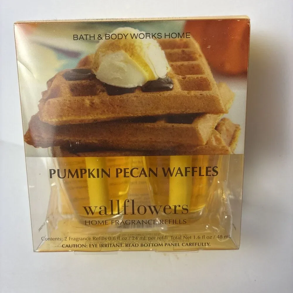 BATH & BODY WORKS HOME WALLFLOWER PUMPKIN PECAN WAFFLES 2 REFILLS NEW